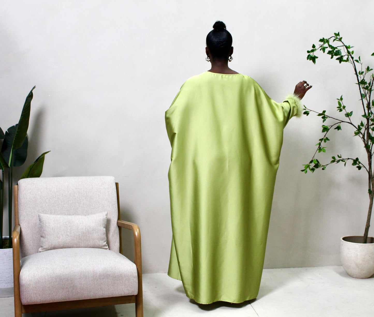 Lime Satin Maxi Dress