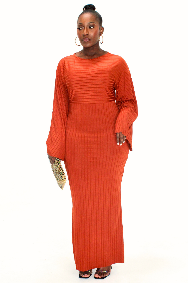 Golden Sunset Long Sleeve Maxi Dress