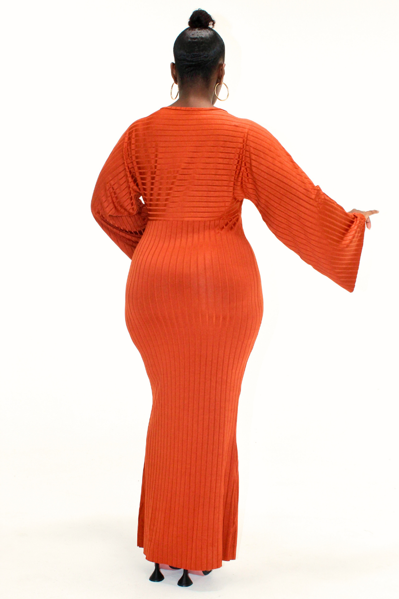 Golden Sunset Long Sleeve Maxi Dress