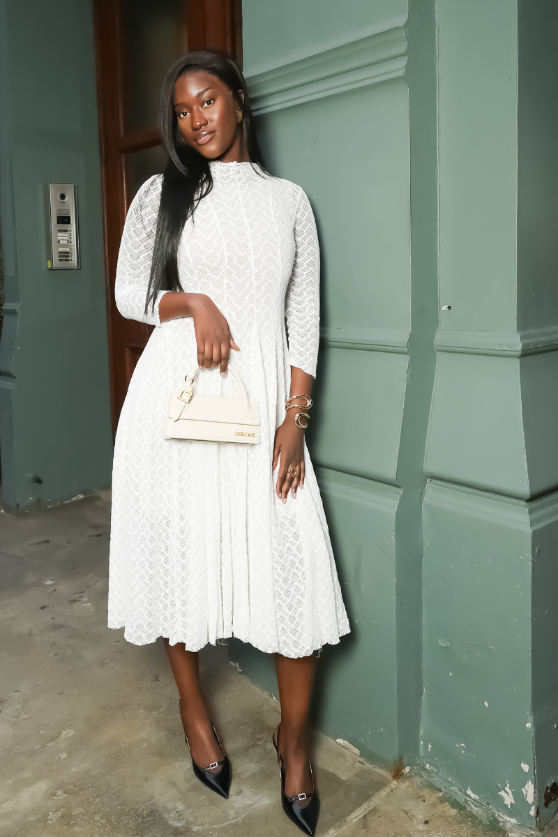 Ivory Whisper Lace Midi Dress