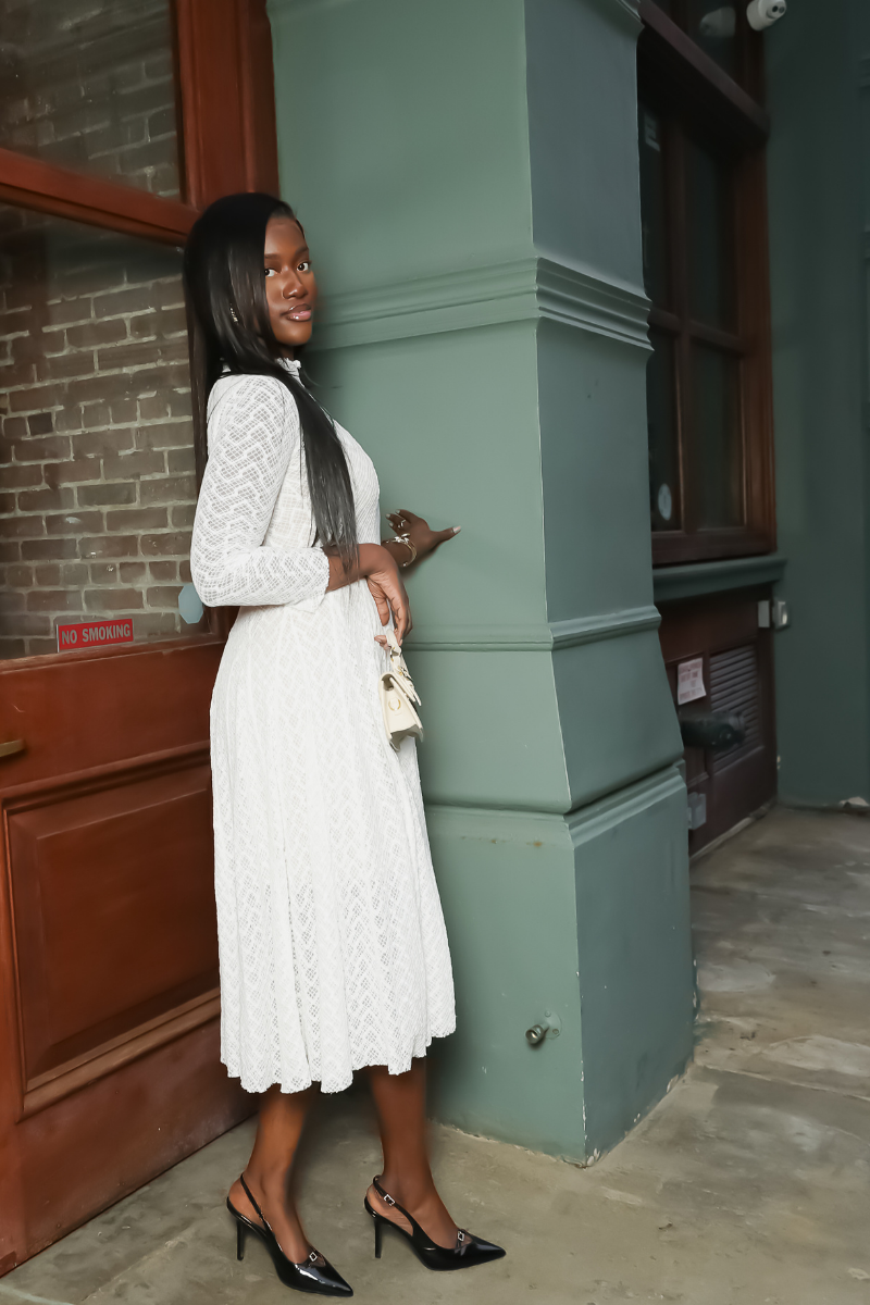 Ivory Whisper Lace Midi Dress