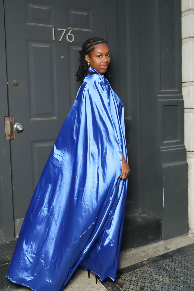 Royal Wave Satin Kaftan Gown