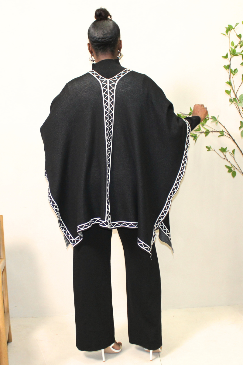 Geo-Chic Knit Cape Set