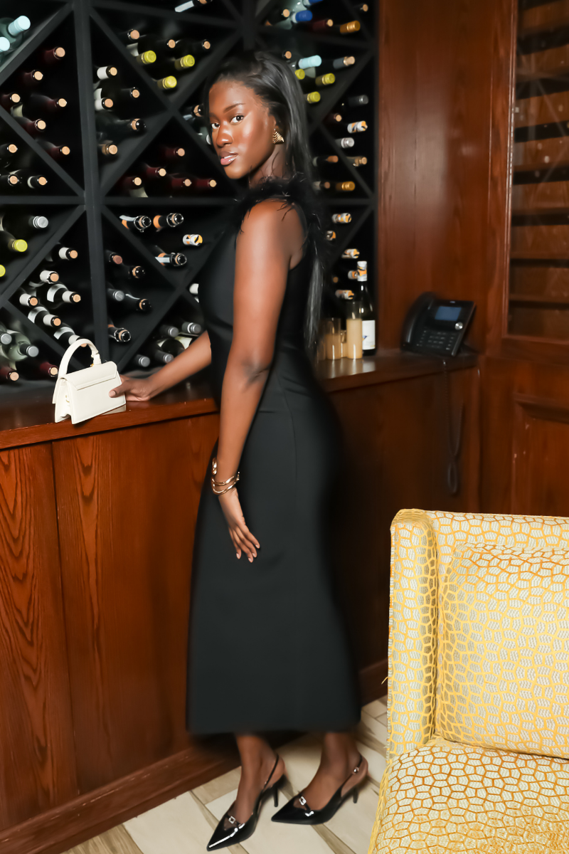Midnight Muse One-Shoulder Midi Dress