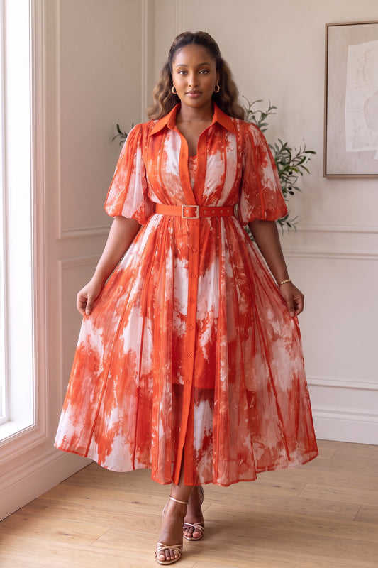 Crimson Veil Dress