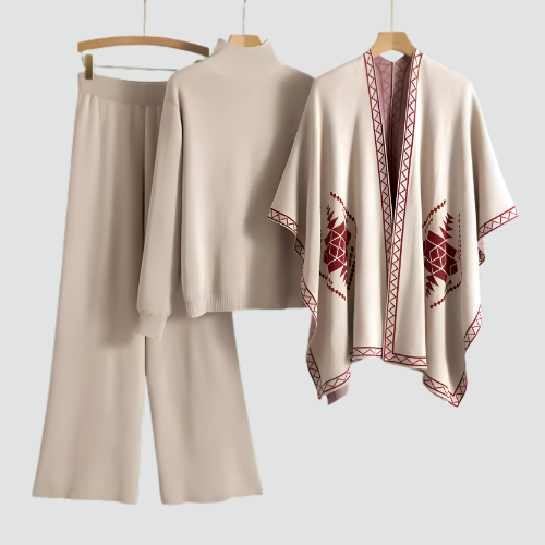 Geo-Chic Knit Cape Set