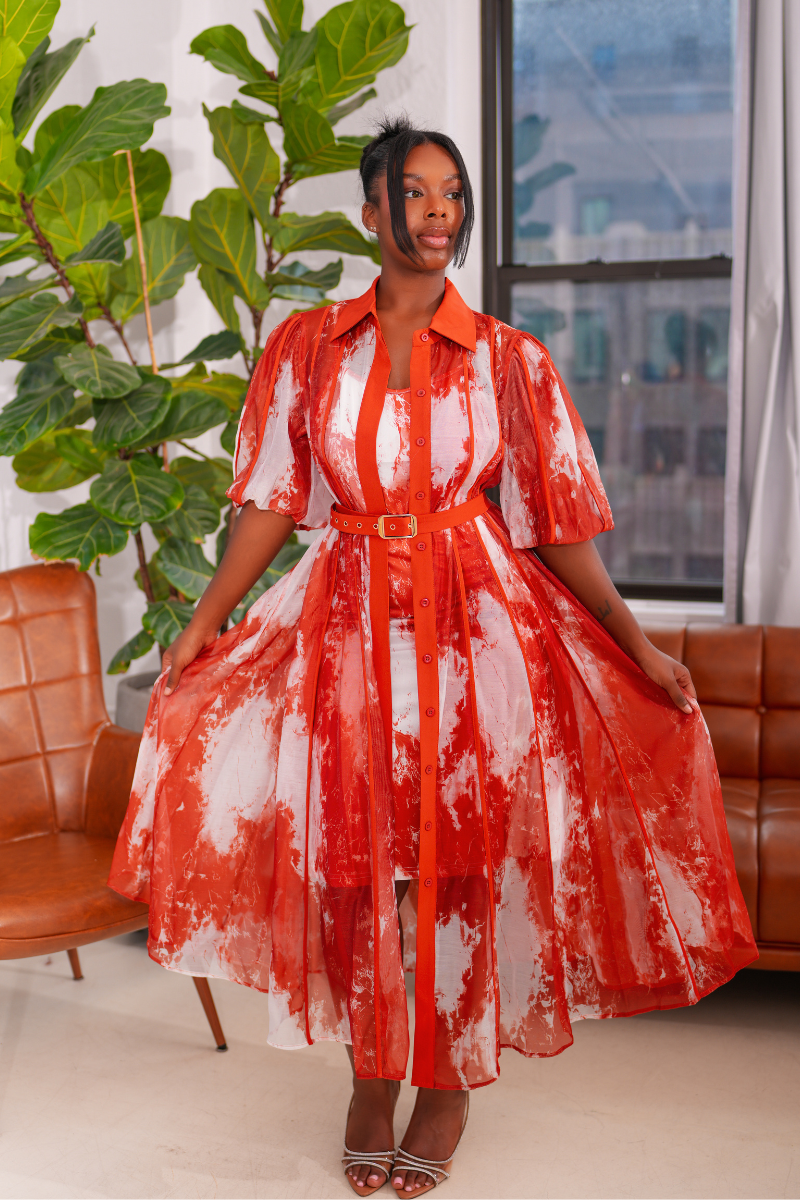 Crimson Veil Dress