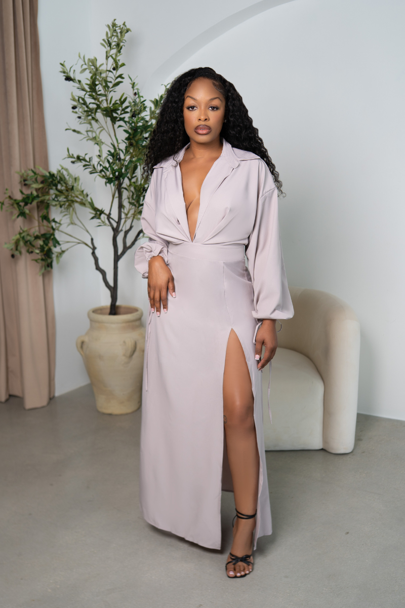 Elegant Mauve Slit Maxi Dress