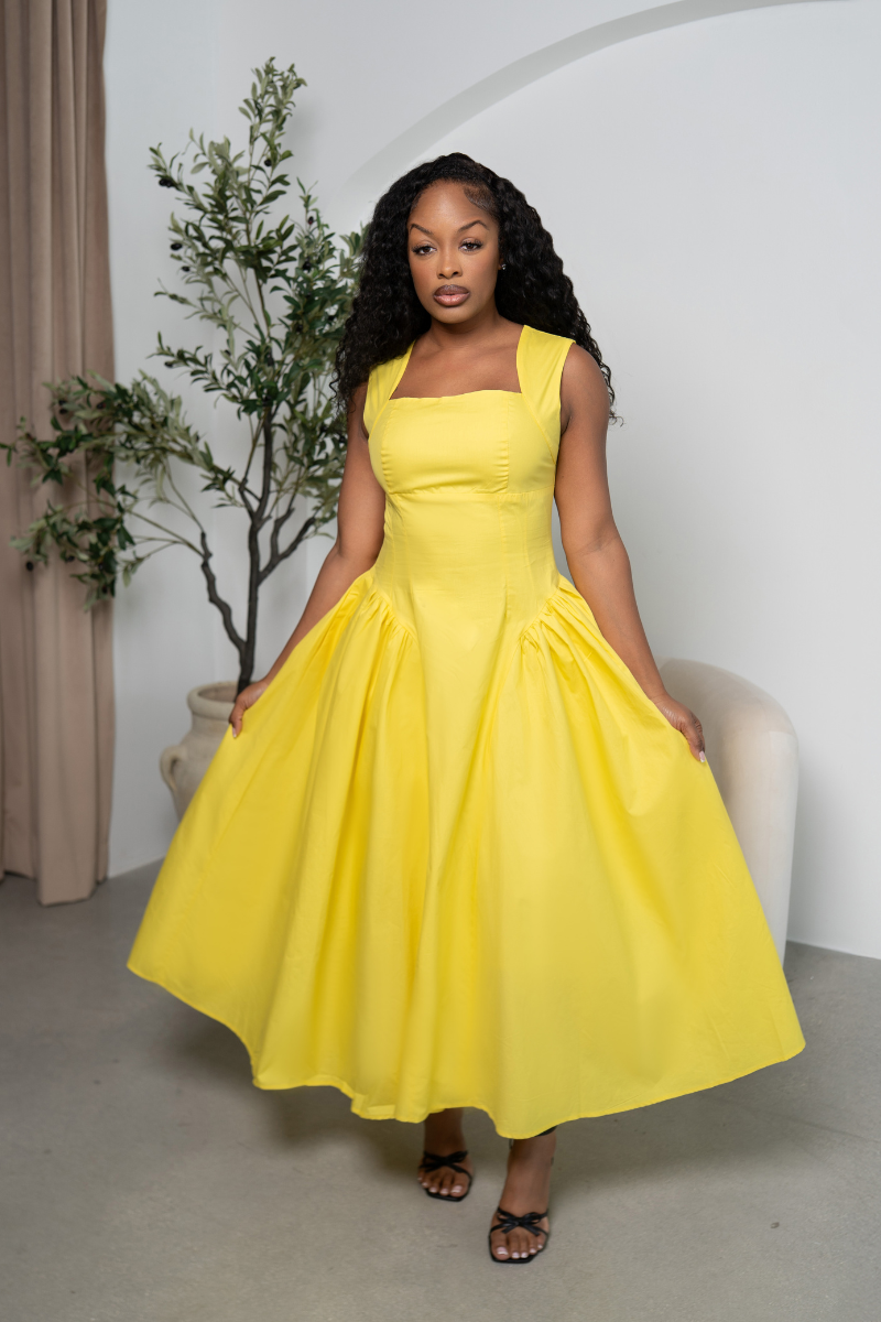 Sunlight Elegance Midi Dress