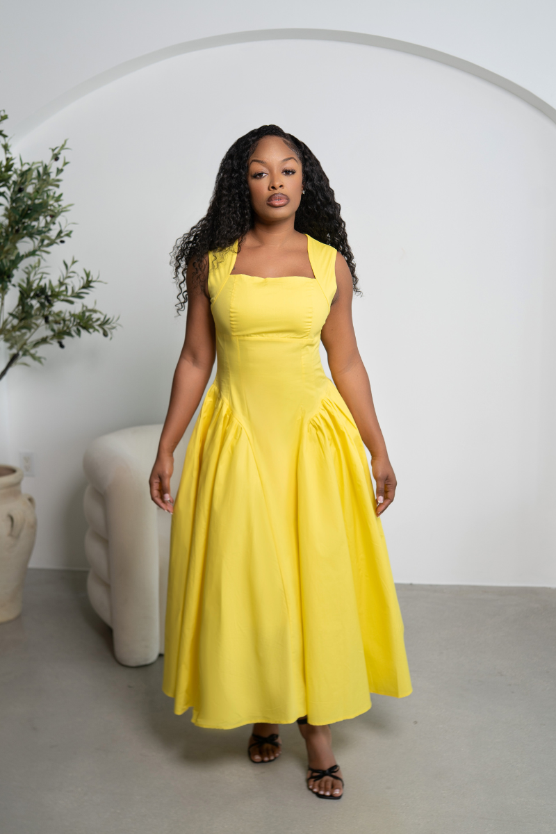 Sunlight Elegance Midi Dress