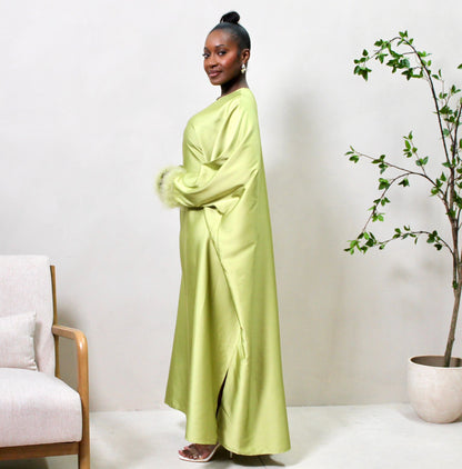 Lime Satin Maxi Dress