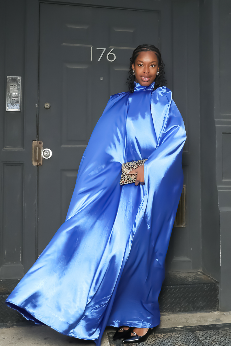 Royal Wave Satin Kaftan Gown