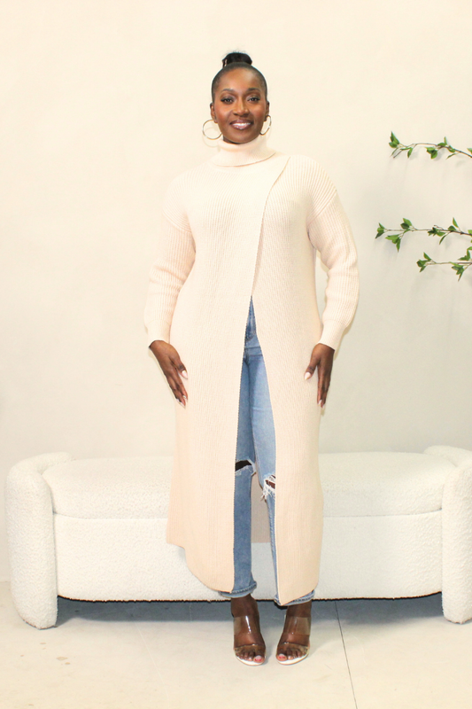 Blush Breeze Split-Front Sweater