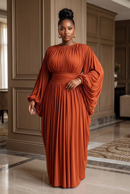 Draped Sleeve Maxi Dress