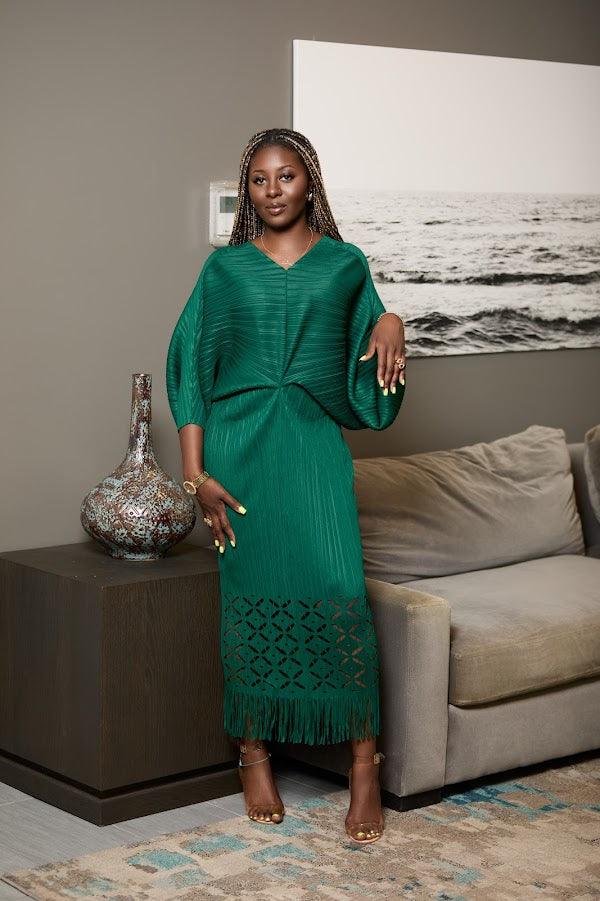 Fiona Emerald Elegance Midi Dress