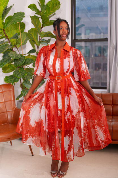 Crimson Veil Dress