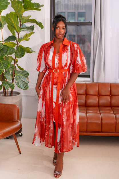 Crimson Veil Dress
