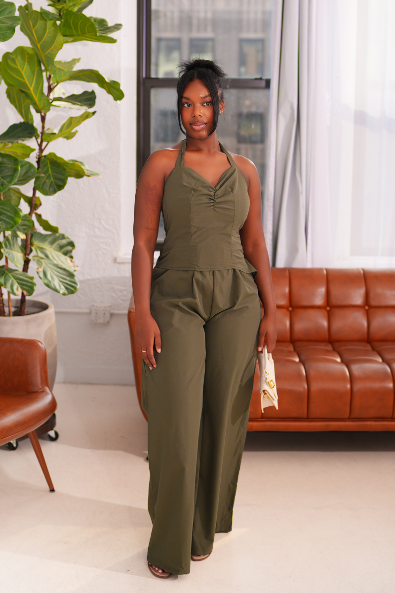 Olive Bow-Back Jumpsuit