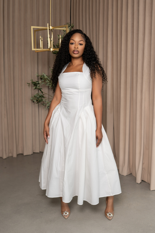 White Bloom Midi Gown