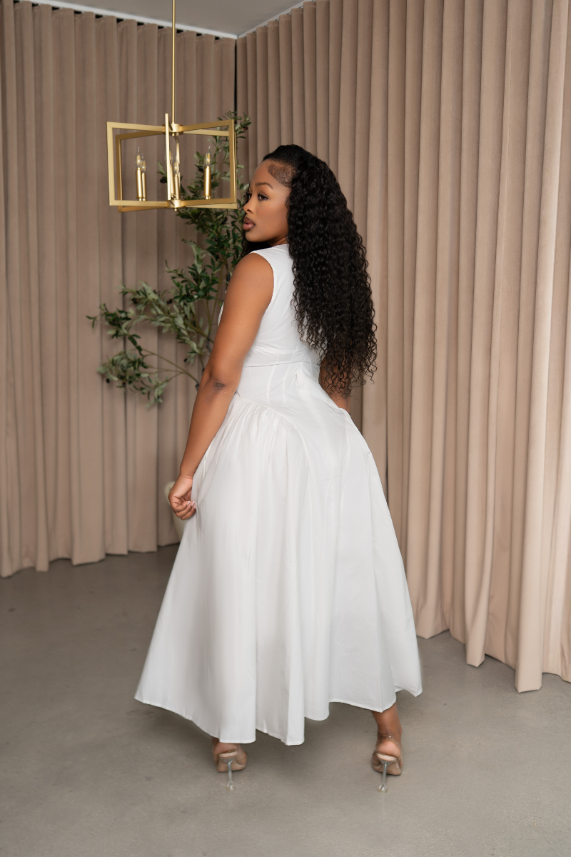 White Bloom Midi Gown