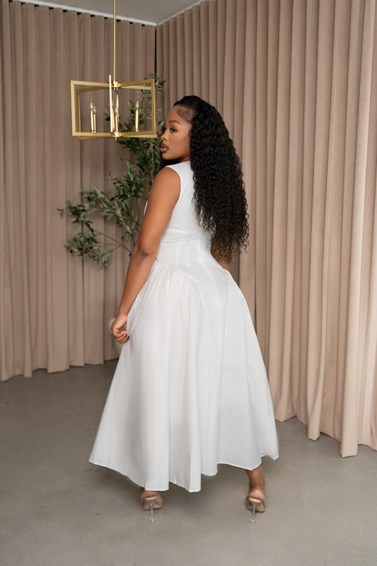 White Bloom Midi Gown