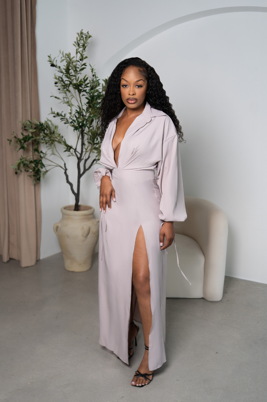 Elegant Mauve Slit Maxi Dress