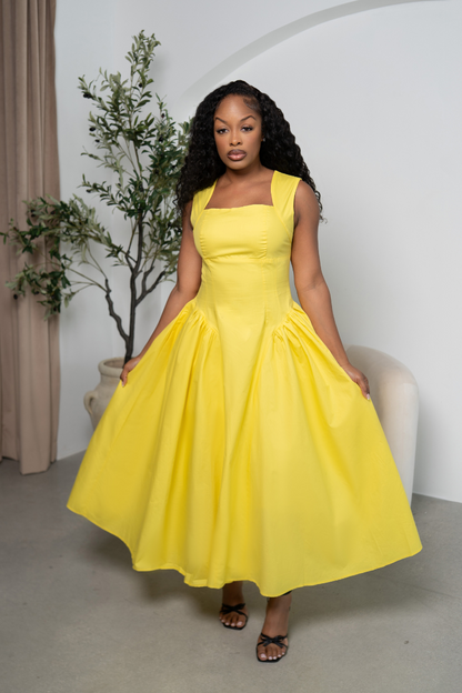 Sunlight Elegance Midi Dress