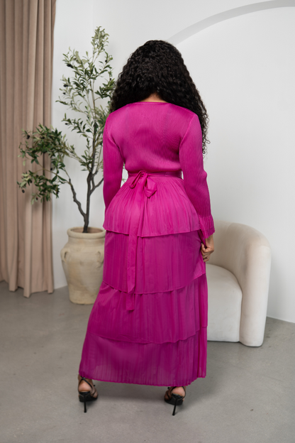 Fuchsia Petal Cascade Gown
